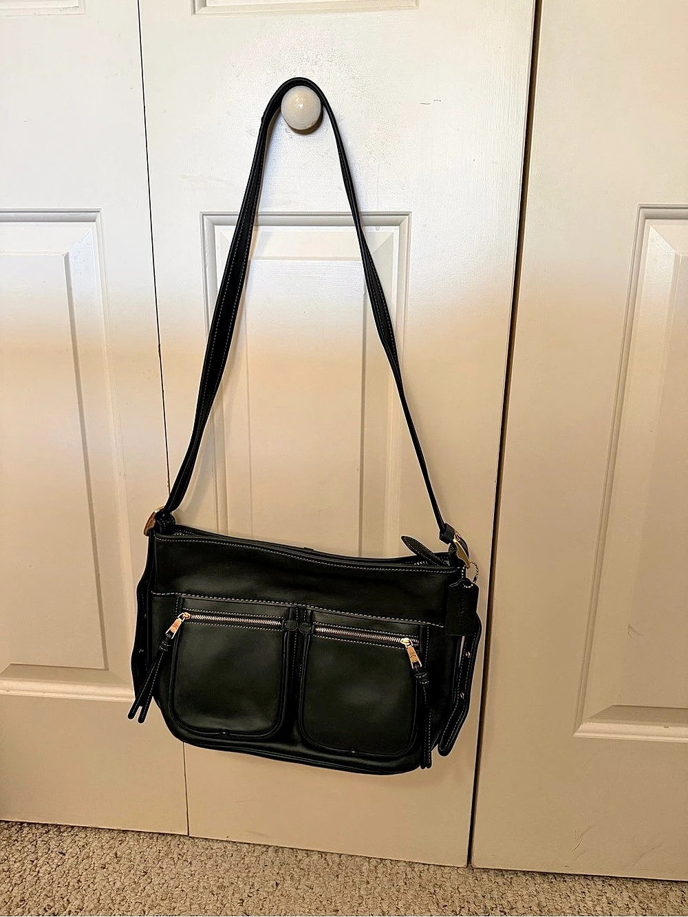Coach The Coach Originals Twin Pocket Bag Black Leather Crossbody Bag